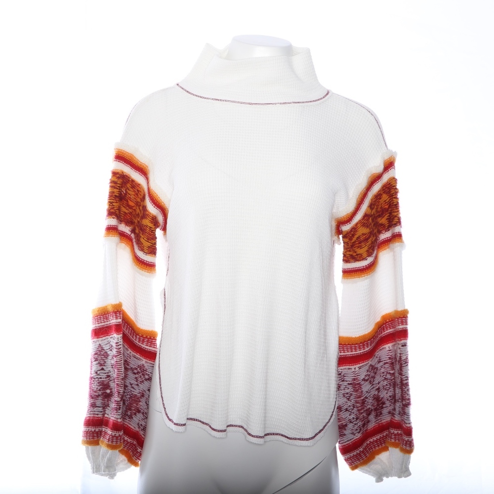 Waffle Knit Long Sleeve Womens Top M